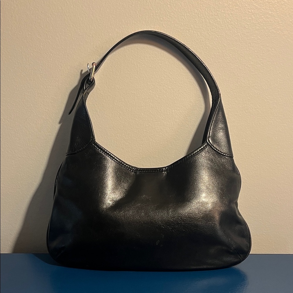 Vintage Banana Republic Classic Black Leather Shoulder Bag - Picture 2 of 16